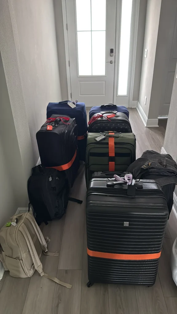 Malas preparadas antes de uma mudança internacional para a Itália